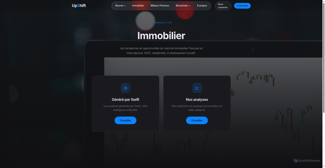 Security scan screenshot of https://upshiftinfo.com/immobilier.html