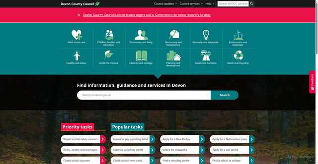 Security scan screenshot of http://www.devon.gov.uk/