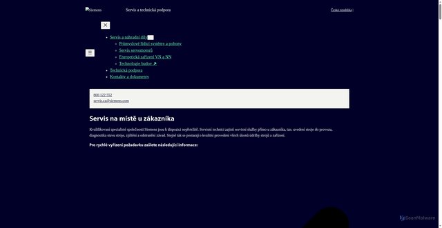 Security scan screenshot of https://siemensportal.cz