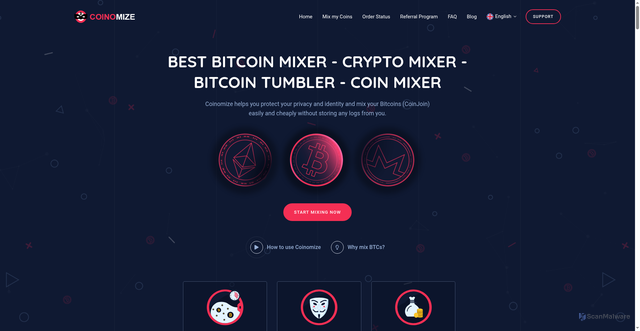 Security scan screenshot of https://coinomize.to/