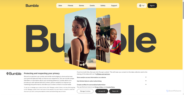 Security scan screenshot of https://eu1.bumble.com