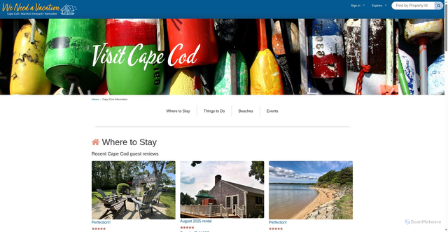 Security scan screenshot of https://www.weneedavacation.com/Cape-Cod/info/