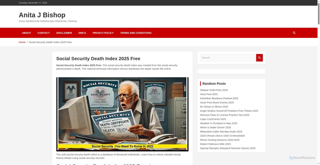 Security scan screenshot of https://anitajbishopb.pages.dev/bqknp-social-security-death-index-2025-free-iwnvl/