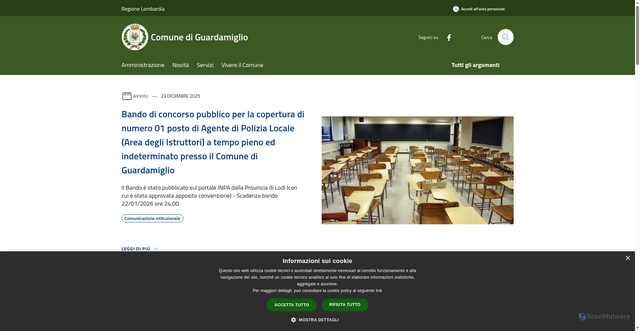 Security scan screenshot of https://www.comune.guardamiglio.lo.it/it
