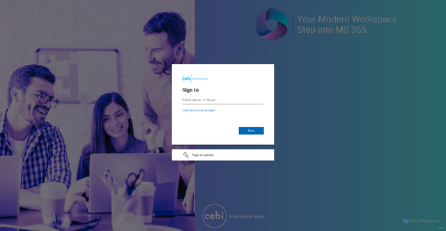 Security scan screenshot of https://cebigroup-my.sharepoint.com