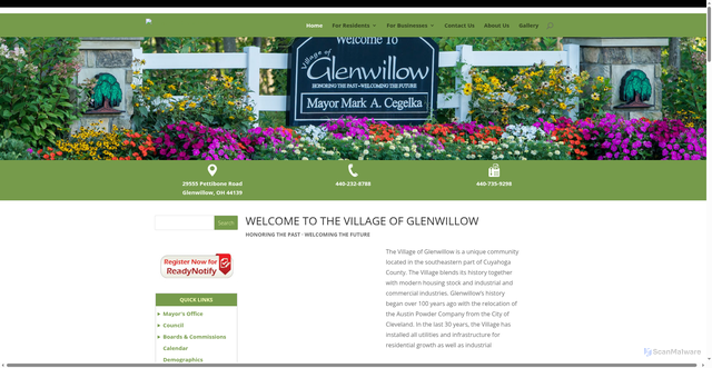 Security scan screenshot of https://glenwillow-oh.gov/