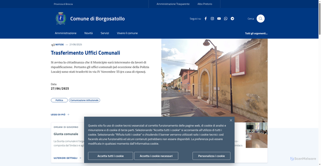 Security scan screenshot of https://www.comune.borgosatollo.bs.it/