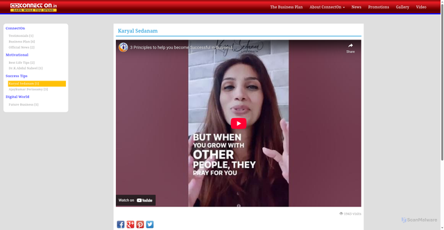 Security scan screenshot of http://business-promotions.connecton.in/video.php?subcategory=29&title=Karyal-Sedanam