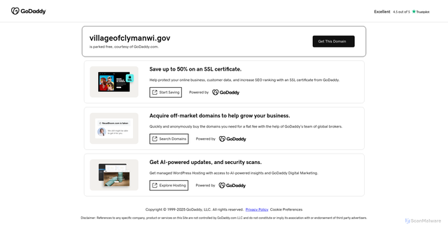 Security scan screenshot of https://villageofclymanwi.gov/