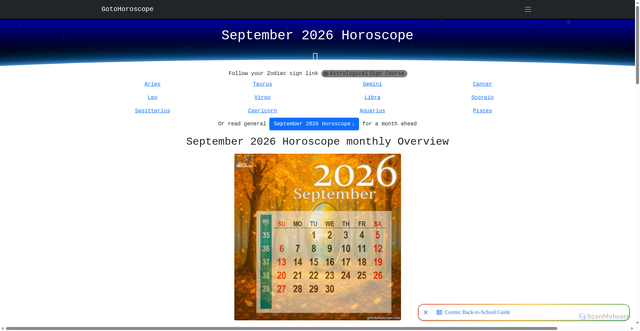 Security scan screenshot of http://www.gotohoroscope.com/2026-horoscope/september.html