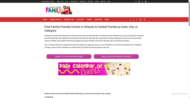 Security scan screenshot of https://mycentralfloridafamily.com/event/ihop-national-pancake-day/