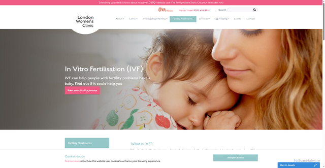 Security scan screenshot of https://www.londonwomensclinic.com/fertility-treatments/ivf/