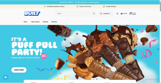 Security scan screenshot of https://built-bar.myshopify.com