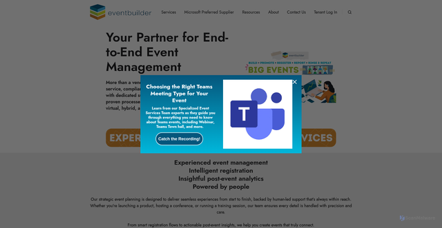 Security scan screenshot of https://eventbuilder.com
