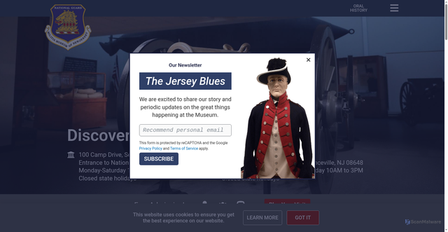 Security scan screenshot of https://njmilitiamuseum.gov/