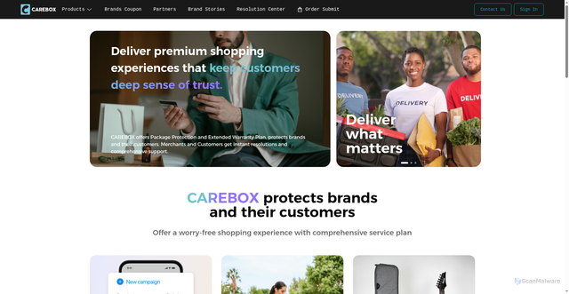 Security scan screenshot of https://carebox.global