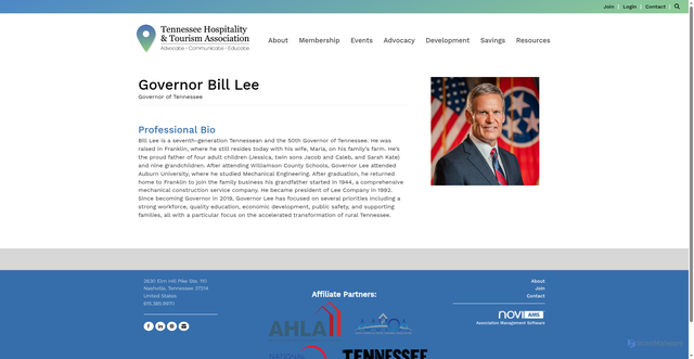 Security scan screenshot of https://www.tnhta.org/contacts/governor-bill-lee