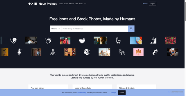 Security scan screenshot of https://www.thenounproject.com