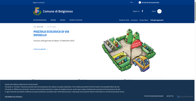 Security scan screenshot of https://www.comune.belgioioso.pv.it/