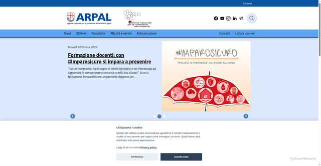 Security scan screenshot of https://www.arpal.liguria.it/
