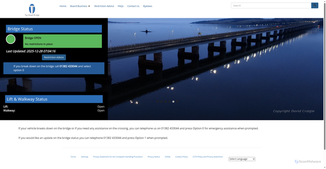 Security scan screenshot of https://www.tayroadbridge.co.uk/