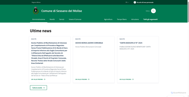 Security scan screenshot of https://comune.sessanodelmolise.is.it/
