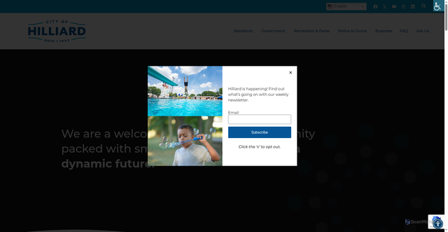 Security scan screenshot of https://hilliardohio.gov/