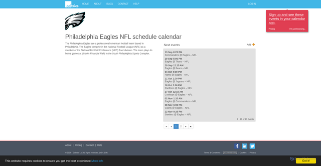 Security scan screenshot of https://caltrics.com/calendar/philadelphia-eagles-nfl-schedule-calendar/87372