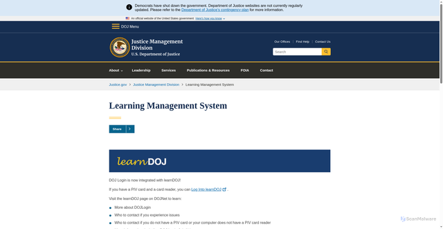 Security scan screenshot of https://www.justice.gov/jmd/learndoj