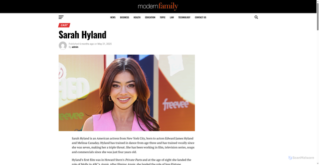 Security scan screenshot of https://modern-family.tv/castsarah/