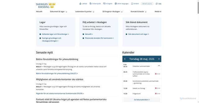 Security scan screenshot of https://www.riksdagen.se