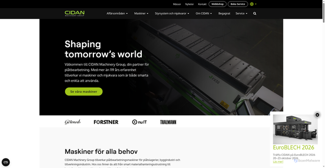 Security scan screenshot of https://cidanmachinery.se