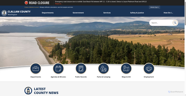 Security scan screenshot of https://clallamcountywa.gov/