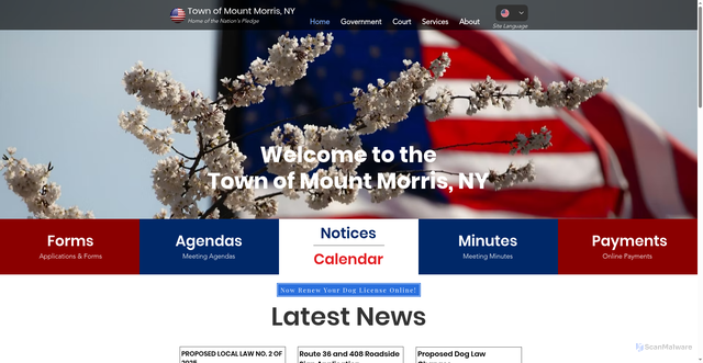 Security scan screenshot of https://www.townofmtmorrisny.gov/