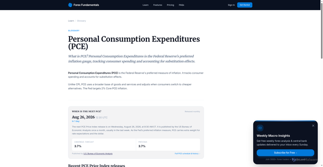 Security scan screenshot of https://forexfundamentals.com/learn/what-is-pce