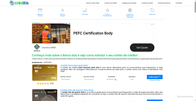 Security scan screenshot of https://creditis.com.br/banco-itau