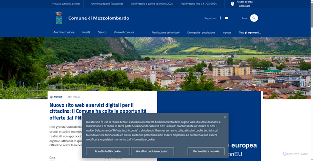 Security scan screenshot of https://www.comune.mezzolombardo.tn.it/