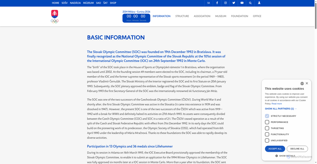 Security scan screenshot of https://www.olympic.sk/en/basic-information