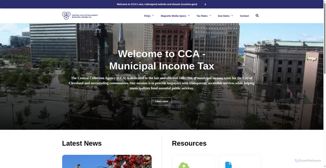 Security scan screenshot of https://www.ccaohio.gov/