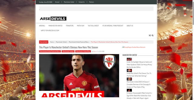 Security scan screenshot of https://arsedevils.com/diogo-dalot-man-united-hero/