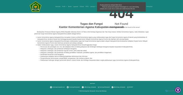 Security scan screenshot of https://kemenagmempawah.com/Profil/tugas_fungsi/