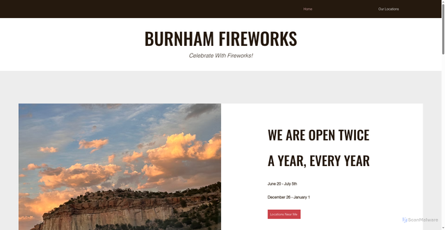 Security scan screenshot of https://www.burnhamfireworks.com/