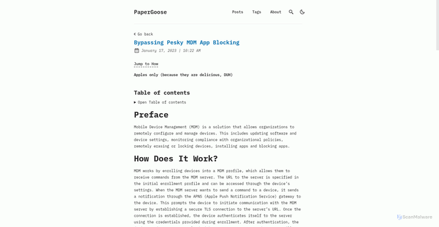 Security scan screenshot of astro-paper-haxintosh.pages.dev
