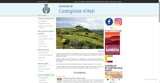 Security scan screenshot of https://www.comune.costigliole.at.it