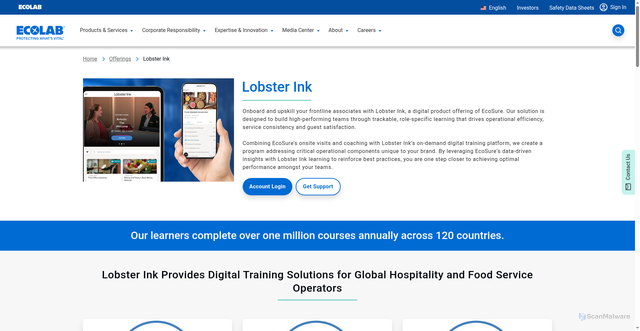 Security scan screenshot of https://lobsterink.com