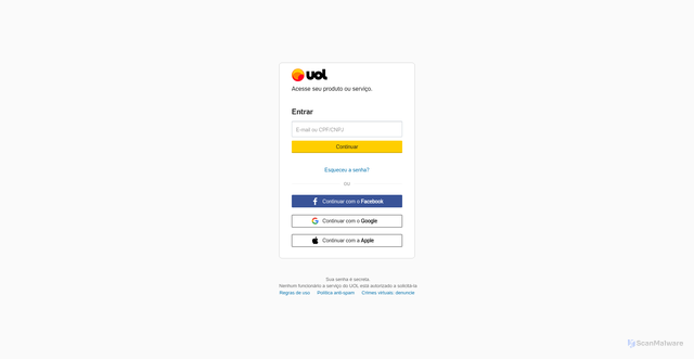 Security scan screenshot of https://conta.uol.com.br