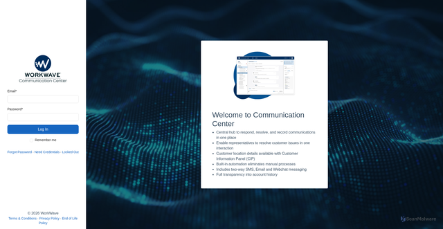 Security scan screenshot of https://communication.workwave.com