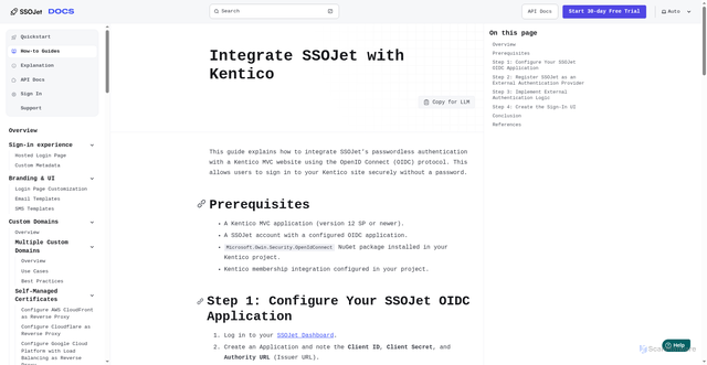 Security scan screenshot of https://ssojet-docs.pages.dev/en/how-to-guides/integrations/ecommerce/kentico/