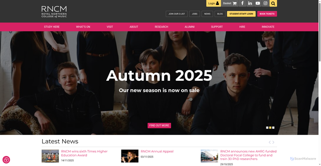 Security scan screenshot of https://www.rncm.ac.uk/