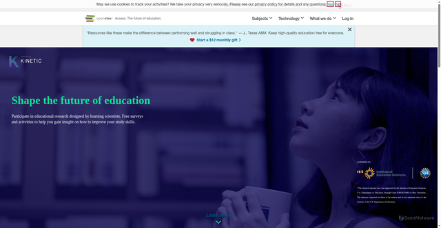 Security scan screenshot of https://kinetic.openstax.org